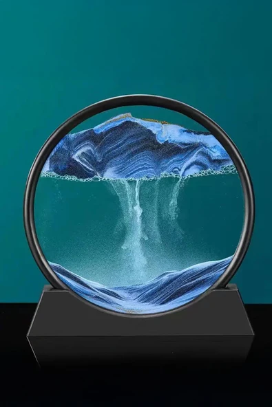 Voxify Kum Saati Dekoratif Hareketli Kum Sanatı Kum Saati Hediye Özel Gün Hediyesi Yuvarlak Cam 3D Deniz - 4
