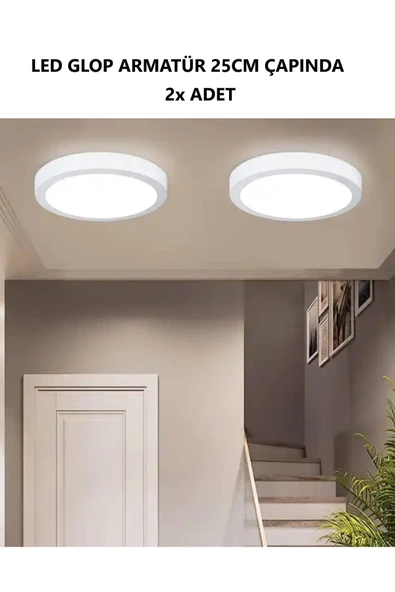 Voxify 2 Adet Led Glop Armatür Avize Banyo Balkon Koridor Hol Wc Tuvalet Oda Aydınlatma Aplik Lamba Beyaz