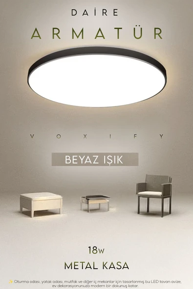 Voxify Led Tavana Sıfır Avize Aplik Led Panel Armatür Banyo Balkon Koridor Wc Salon Aydınlatma Beyaz Işık