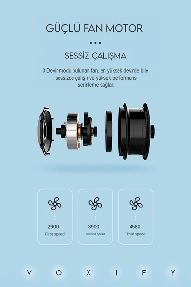 Voxify Mini Fan Masaüstü Taşınabilir Stantlı Vantilatör 2si 1 Arada Taşınabilir Masaüstü Fan Süper Sessiz - 2