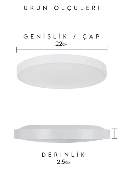 Voxify Modern Tavana Sıfır Led Avize Buz Beyazı Işık Salon Mutfak Oturma Odası Avize Metal Kasa - 5