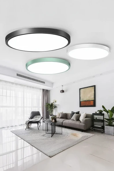 Voxify Büyük Boy Pembe 18w Tavan Led Aydınlatma Armatür Salon Avize Yüksek Aydınlatma Metal Kasa Beyaz Işık - 3