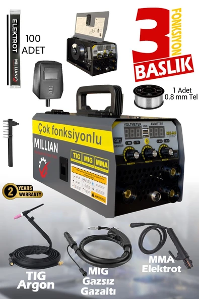 3 Başlıklı - 3 Fonksiyonlu Gazsız Gazaltı Kaynak Makinesi (TIG - MIG - MMA ÜÇÜ BİR ARADA) 420 Amper - Resim 3