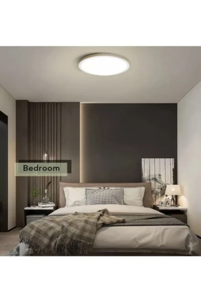 luxshome 24w Büyük Boy Tavana Sıfır Led Plofonyer Avize Armatür Banyo Tuvalet Balkon Lambası Armatürü Beyaz - 4