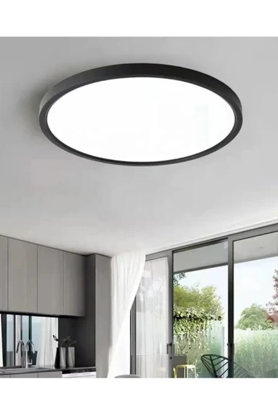 luxshome 24W Büyük Boy Antrasit Renk Kasa Tavana Sıfır Plafonyer Led Armatür Avize Aplik Lambası Beyaz Işık