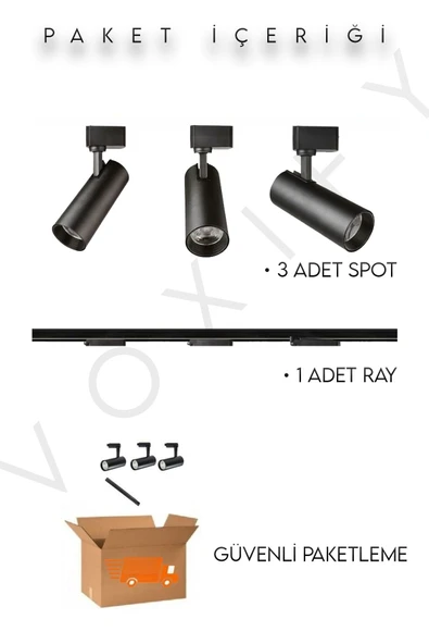 Voxify 3 Spotlu Raylı Tavan Led Avize Aydınlatma Seti Yüksek Kaliteli Işık Ortam Aydınlatma - Resim 6
