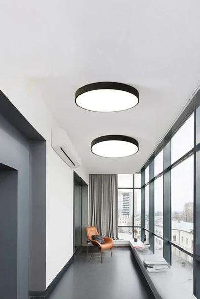 Voxify Siyah Kasa Yuvarlak Sarı Işık Tavana Sıfır Led Armatür Aplik Avize Lambası Aydınlatma Çapında 18w - Resim 4