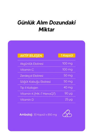 Kolajen Tip 2 Içeren 30 Kapsül Takviye Edici Gıda Collagen - 4