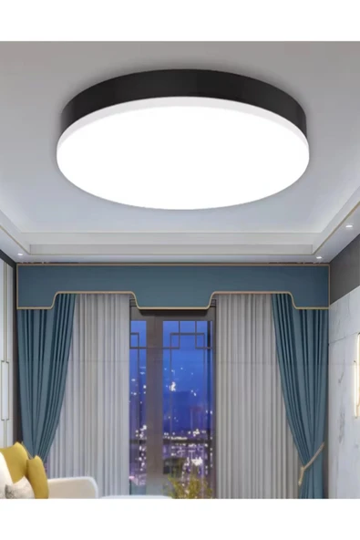 Voxify Siyah Kasa Büyük Boy Salon Mutfak Led Avize Modern Dekoratif Aydınlatma Beyaz Işık 6500K