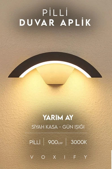 Voxify Yarım Ay Pilli Dekor Aplik Yeni Model Dekorasyon Aydınlatma Günışığı Modern Tasarım