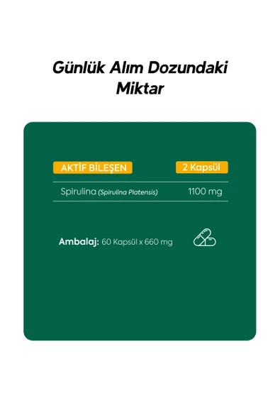 Spirulina Içeren 60 Kapsül 660 Mg Takviye Edici Gıda - 4