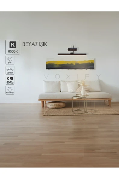 Voxify Mat Siyah Kaplamalı Kuğu Beyaz Işık Aplik Duvar Tablo ve Ayna Aydınlatma Dekorasyon 6500K ürün görseli