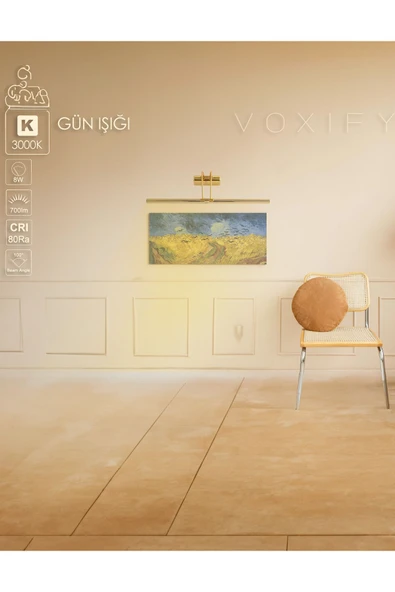 Voxify Gold Kaplamalı Kuğu Gün Işığı Aplik Duvar Tablo ve Ayna Aydınlatma Dekorasyon 3000K