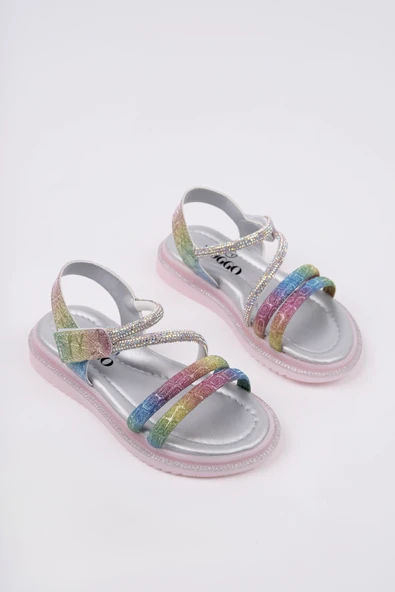 Muggo MQUEEN Cırtlı ve Simli Günlük Kız Çocuk Sandalet - 6