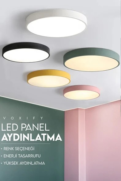 Voxify Büyük Boy Siyah 18w Tavan Led Aydınlatma Armatür Salon Avize Yüksek Aydınlatma Metal Kasa Beyaz Işık