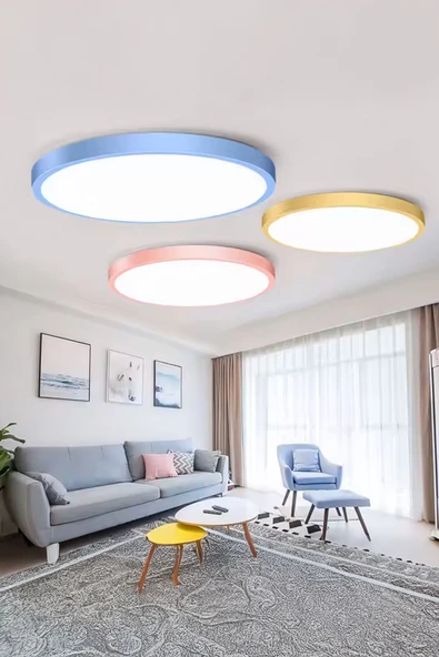 Voxify Büyük Boy Turuncu 18w Tavan Led Aydınlatma Armatür Salon Avize Metal Kasa Beyaz Işık - 2