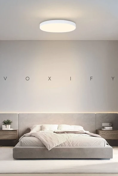 Voxify Modern Tavana Sıfır Led Avize Buz Beyazı Işık Salon Mutfak Oturma Odası Avize Metal Kasa - 4