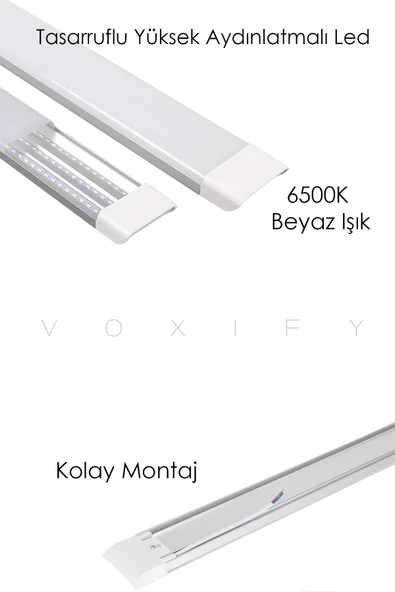 Voxify 40w Yüksek Işık Yatay Led Bant Armatür 120 Cm Ev Ofis Işyeri Garaj Balkon Koridor Mutfak Aydınlatma - 2