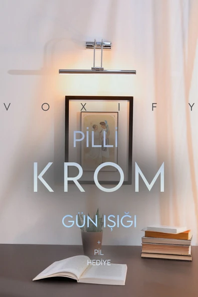 Voxify Pilli Krom Gün Işığı Duvar Apliği Banyo Aydınlatma Ayna Üstü Led Tablo Aplik A+ Loş Işık 3000K