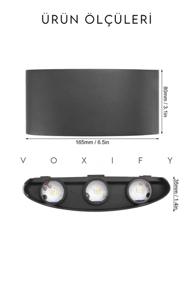 Voxify Çift Yönlü Işıklı Modern Dekoratif Led Haiti Tasarım Duvar Aplik Aydınlatma Lambası Gün Işığı - 3