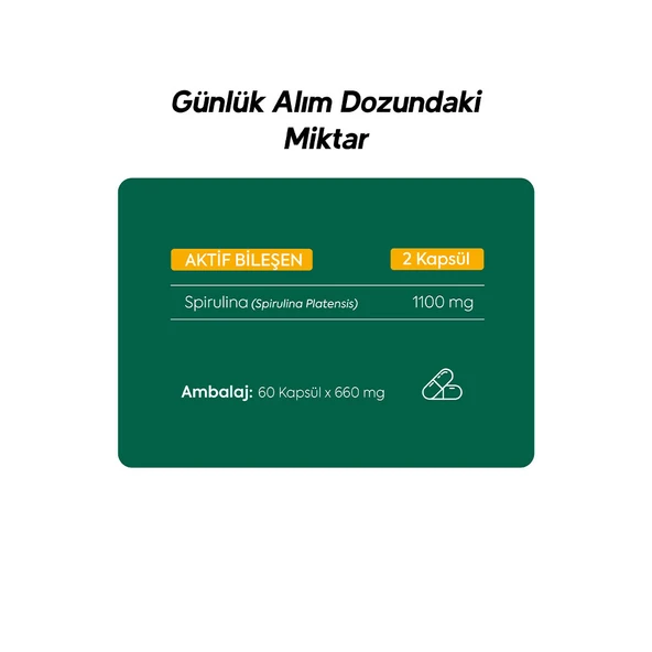 Spirulina Içeren 60 Kapsül 660 Mg Takviye Edici Gıda - Resim 5