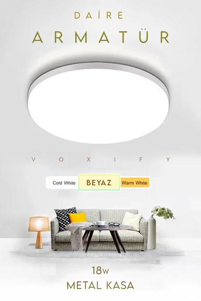 Voxify Modern Ledli Avize Tavana Sıfır Salon Mutfak Oturma Odası Avize Panel Light 6400k Beyaz Işık