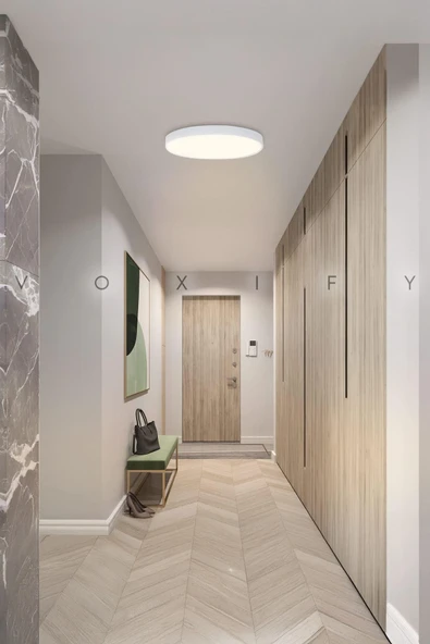 Voxify Modern Tavana Sıfır Led Avize Buz Beyazı Işık Salon Mutfak Oturma Odası Avize Metal Kasa - 2