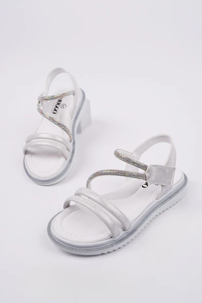 Muggo MQUEEN Cırtlı ve Simli Günlük Kız Çocuk Sandalet