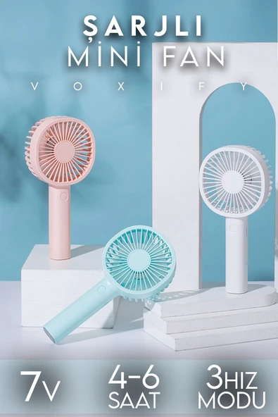 Voxify Mini Fan Masaüstü Taşınabilir Stantlı Vantilatör 2si 1 Arada Taşınabilir Masaüstü Fan Süper Sessiz - 5