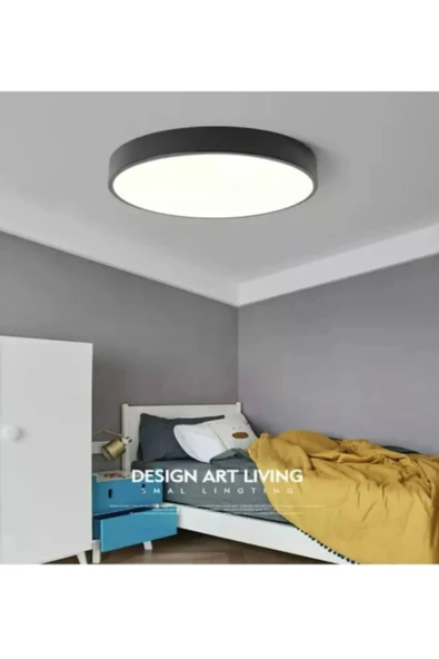 luxshome Büyük Boy 24w Metal Siyah Kasa Tavana Sıfır Led Panel Armatür Avize 6500K Beyaz Işık Ev Ofis İşyeri