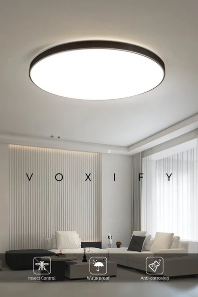 Voxify 24W Büyük Boy Antrasit Renk Kasa Tavana Sıfır Plafonyer Led Armatür Avize Aplik Lambası Beyaz Işık - Resim 2