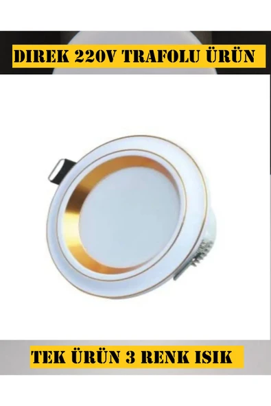 Voxify 7w 3 Renk Gömme Sıva Altı Led Spot Lamba Beyaz Kasa Gold İşlemeli Aydınlatma Salon Mutfak Aydınlatma - Resim 2