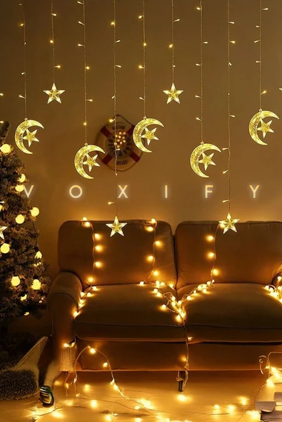 Voxify Perde Led 3x3 Metre Modlu Ambiyans Ayarlabilir Boy Kalpli Dekor Mikro Led Işık Perde Usbli Ve Pilli - 3
