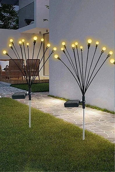 Voxify Solar 8 Led'li Güneş Enerjili Ateş Böceği Çiçek Lamba Dekoratif Bahçe Aydınlatma Peyzaj (2 ADET)