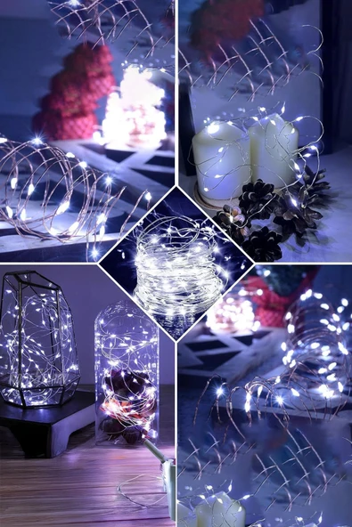 Voxify Peri LED Işık 5 Metre (Beyaz) Pilli Dekoratif Aydınlatma | Yılbaşı Çam Ağacı ve Ev Süsleme - 3