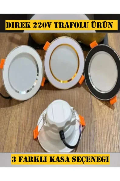 Voxify 7w 3 Renk Gömme Sıva Altı Led Spot Lamba Beyaz Kasa Gold İşlemeli Aydınlatma Salon Mutfak Aydınlatma - Resim 3