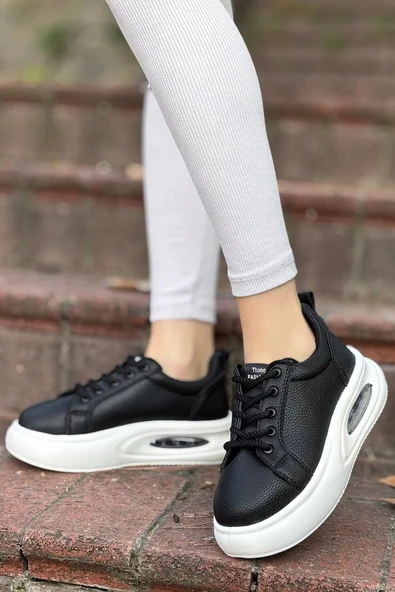 Günlük Kadın Sneaker Örgü Bağcıklı Hafif Kalın Yüksek Balon Taban Yürüyüş Spor Ayakkabı 5750 - 3