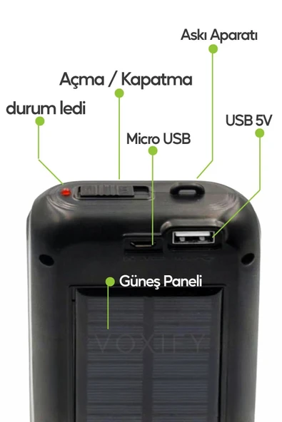 Voxify Panelli Power Bank Telefon Şarjlı Fener Işıldak 32 Smd Ledli El Feneri Ev Kamp Outdoor Aydınlatma - 4