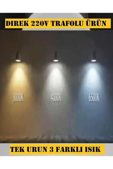 Voxify 7w 3 Renk Gömme Sıva Altı Led Spot Lamba Beyaz Kasa Gold İşlemeli Aydınlatma Salon Mutfak Aydınlatma - Resim 4