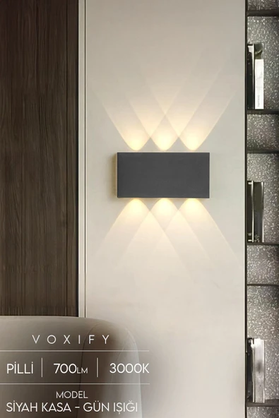 Voxify Pilli Dekoratif Çift Yönlü Duvar Bahçe Aydınlatma Aplik Mercekli Şık Dekorasyon Salon Gün Işığı - 2