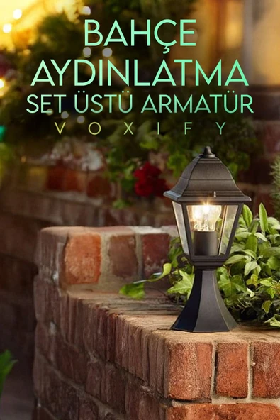 Voxify Bahçe Aydınlatma Lambası, Set Üstü, Çim Aydınlatma, Duvar Üstü Fener Aplik, Çim Bega Siyah