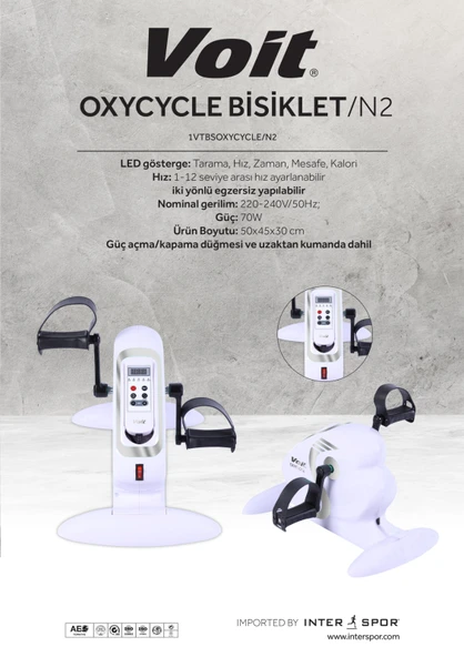 VOİT OXYCYCLE BİSİKLET/N2 PORTATİF EL VE AYAK EGZERSİZ PEDALLI KONDİSYON BİSİKLETİ - 3