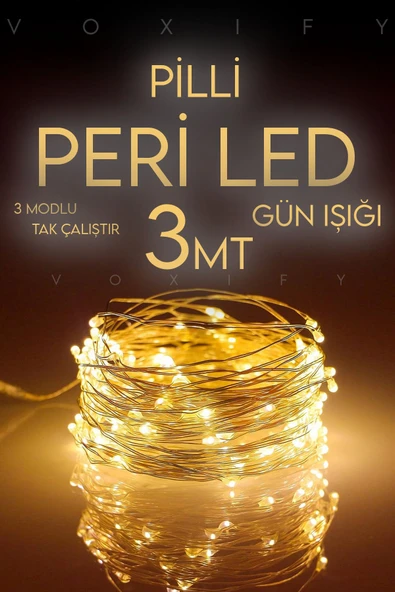 Voxify 3 Metre Pilli Peri Led Dekor Işık Gün Işığı Yılbaşı Çam Ağacı Ev Süsleme Dekoratif Lamba Gün Işığı