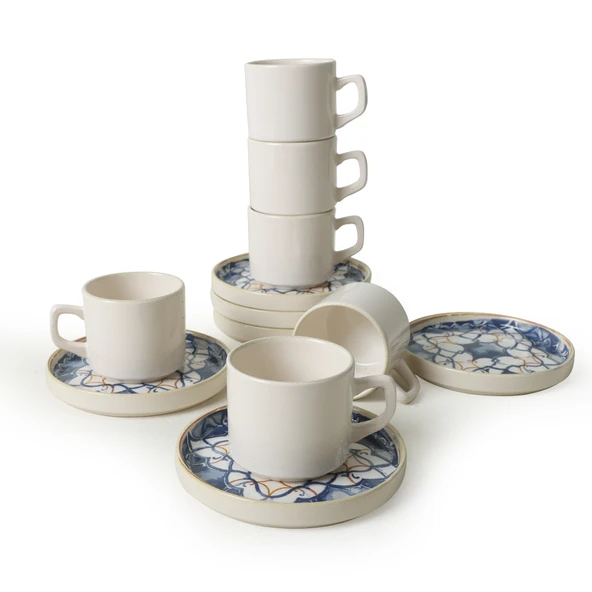 Keramika Wave Flow Stackable Çay Takımı 12 Parça 6 Kişilik 22750-51 - 9