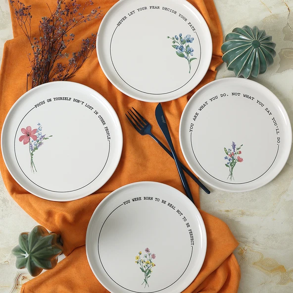 Keramika Motto Bloom Nordıc Pasta Tabağı 22 Cm 4 Adet 22806-07-08-09