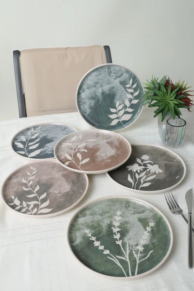 Keramika Deep Flowers Nordıc Pasta Tabağı 22 Cm 6 Adet 22813-17