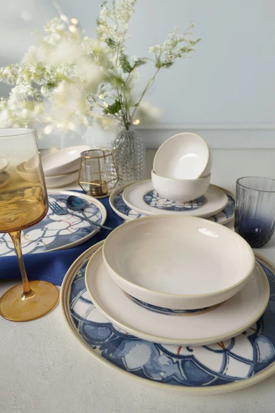 Keramika Wave Flow Yemek Takımı 24 Parça 6 Kişilik 22748-50-51 - Resim 5