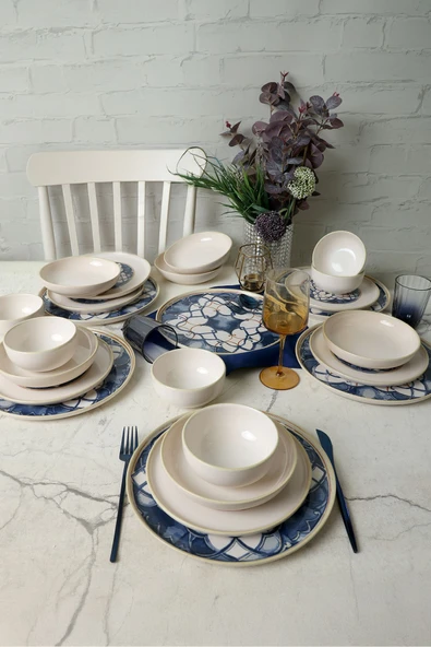 Keramika Wave Flow Yemek Takımı 24 Parça 6 Kişilik 22748-50-51 - Resim 2