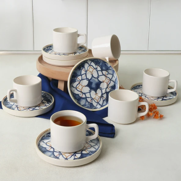 Keramika Wave Flow Stackable Çay Takımı 12 Parça 6 Kişilik 22750-51 - 4