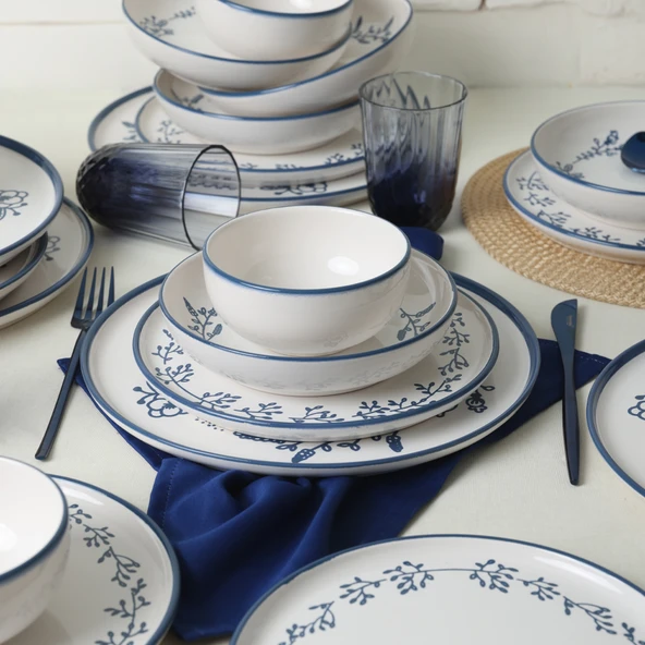 Keramika Blue Bloom Yemek Takımı 24 Parça 6 Kişilik 22810-11-12 - 2